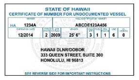 Vessel certificate number