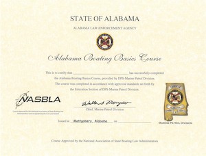 Alabama Boating safety education card