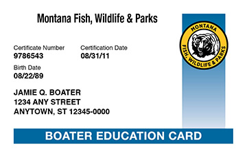 Montana Boating safety education card