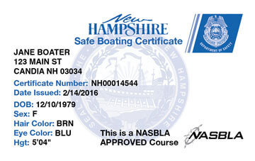 New Hampshire safety education card