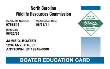 North Carolina safety education card