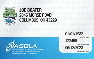 Ohio Boating safety education card