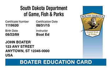 South Dakota safety education card