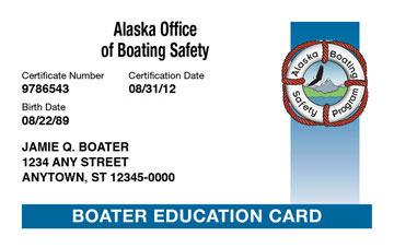 Alaska Boater Education Card