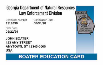 Georgia Boater Education Card
