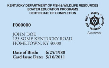 Kentucky Boater Education Card
