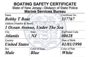 New Jersey Boating Safety Certificate