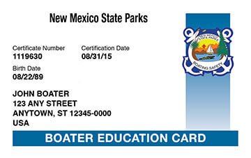 New Mexico Boater Education Card
