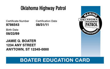 Oklahoma Boater Education Card