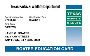 Texas Boating Safety Education Certificate