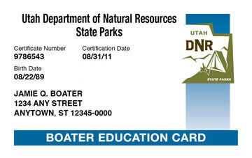 Utah Boating Safety Education Certificate