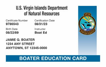 Virgin Islands Boating Safety Education Card