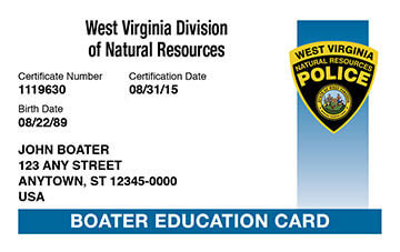 West Virginia Boater Education Card