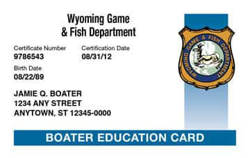 Wyoming Boater Education Card
