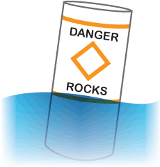 danger rocks local hazard buoy in water