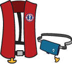 two inflatable life jackets