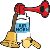 sound-producing devices; air horn, whistle