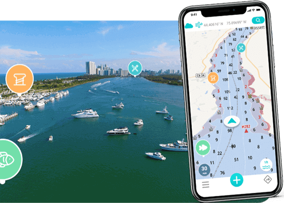 Wavve boating app open on mobile phone