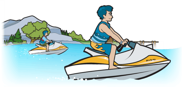 two guys riding jet skis