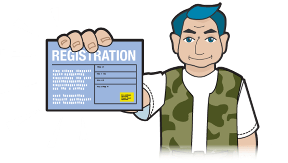 man holding boat registration certificate
