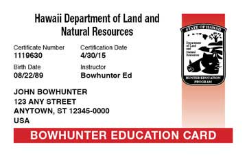 Hawaii safety education card