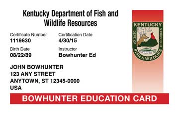 Kentucky safety education card