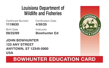 Louisiana safety education card