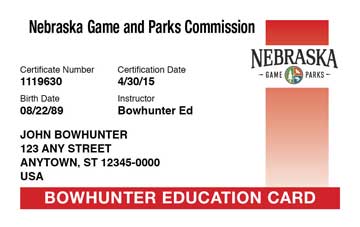 Nebraska safety education card