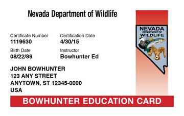 Nevada safety education card
