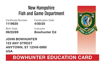 New Hampshire safety education card