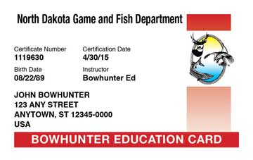 North Dakota safety education card