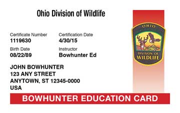 Ohio safety education card