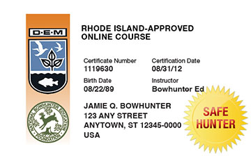 Rhode Island safety education card