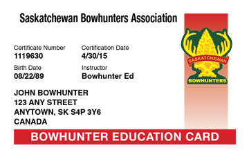 Saskatchewan safety education card