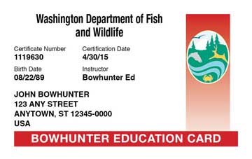 Washington safety education card