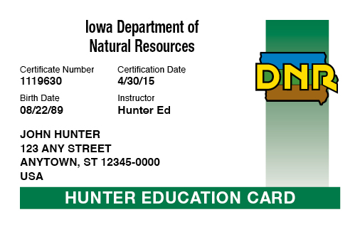 Iowa safety education card