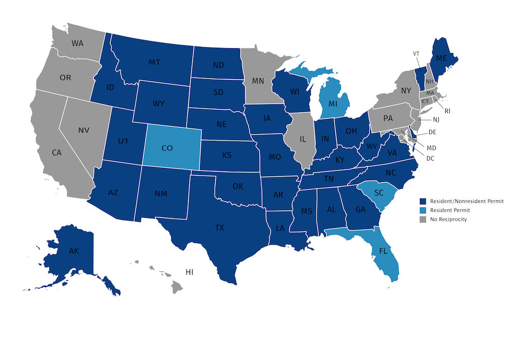 Texas Concealed Carry Reciprocity Map