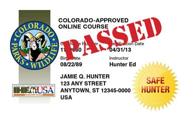 Colorado Hunting hunter safety education card