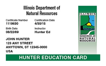 Illinois hunter safety education card