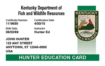 Kentucky safety education card