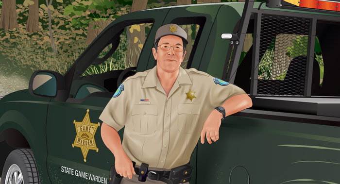 Illustration of state game warden