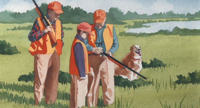 Illustration of hunting group