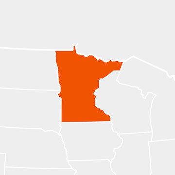The state of Minnesota highlighted within a larger map