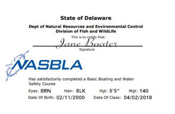 Delaware Boater Education Card