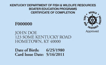 Kentucky Boater Education Card