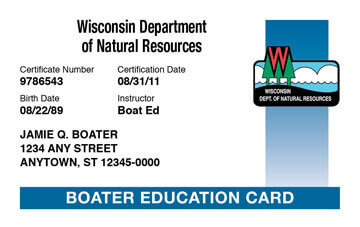 Wisconsin Boater Education Card