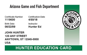 Arizona Hunter Education Card