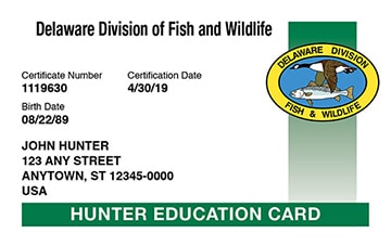Delaware Hunter Education Card