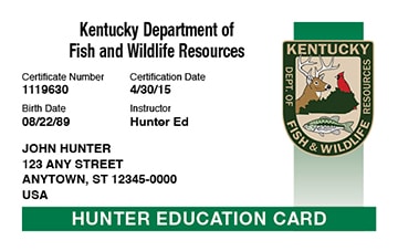Kentucky Hunter Education Card