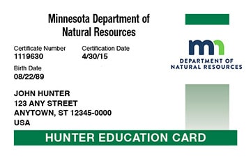 Minnesota Hunter Education Card